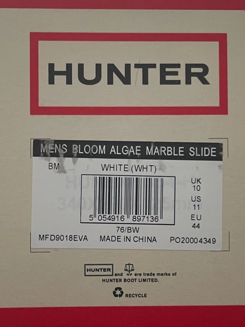 NWT  Hunter Original Bloom Algae Marble Lightweight Slide Sandals Mens 11